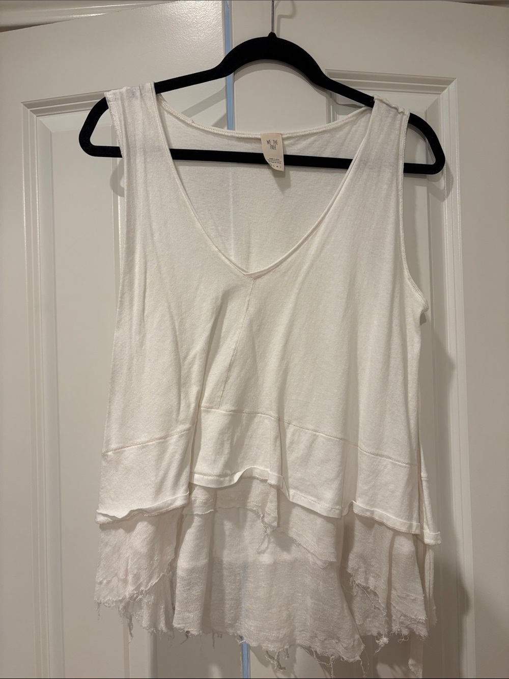 Boho Layered White V-Neck Sleeveless Top